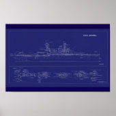 Battleship USS Arizona Blueprint Poster (Voorkant)