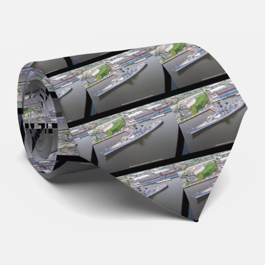 Battleship USS New Jersey B-62 Aerial Uitzicht Stropdas (Opgerold)