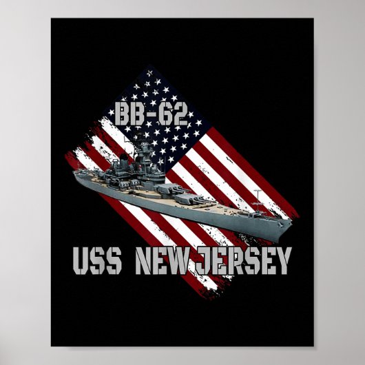 Battleship USS New Jersey BB-62 &AMP; Combat Warsh Poster (Voorkant)