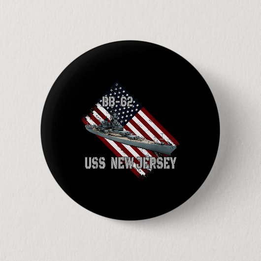 Battleship USS New Jersey BB-62 & Combat Warsh Ronde Button 5,7 Cm (Voorkant)