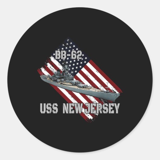 Battleship USS New Jersey BB-62 & Combat Warsh Ronde Sticker (Voorkant)