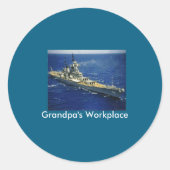 Battleship Uss New Jersey  Ronde Sticker (Voorkant)