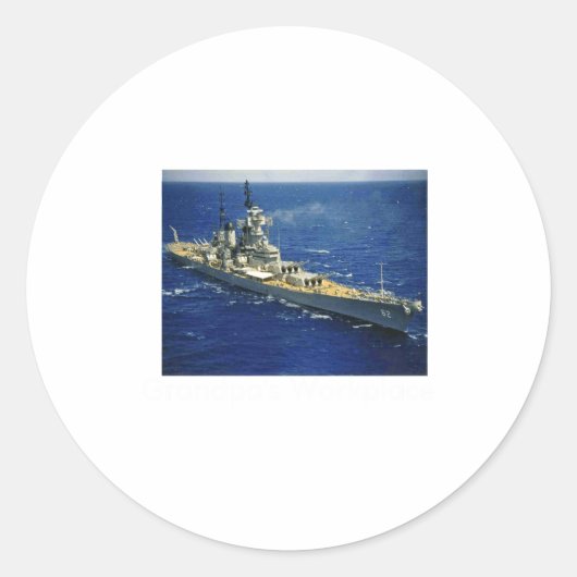 Battleship Uss New Jersey Ronde Sticker (Voorkant)