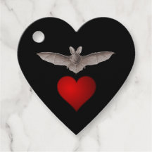 Batty Bat love Grey Bat with Red Heart on Black