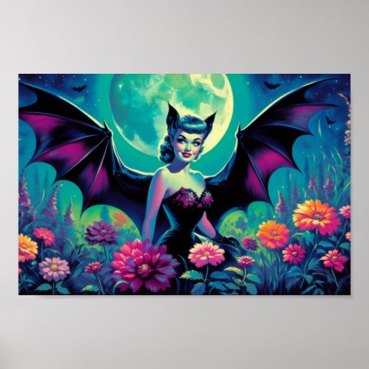 Batty Blooms poster print (Voorkant)