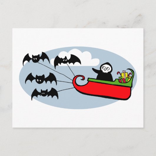 Batty Christmas Sleigh Feestdagenkaart (Voorkant)