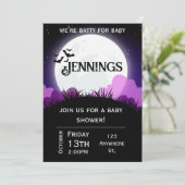 Batty for baby. Halloween Baby shower Invitation Kaart (Staand voorkant)