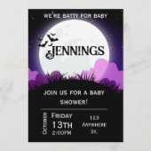 Batty for baby. Halloween Baby shower Invitation Kaart (Voorkant)