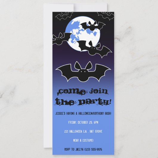 Batty Halloween/Birthday Invites Kaart (Voorkant)