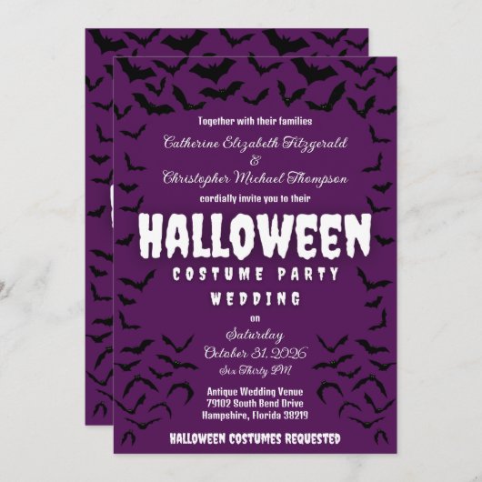 Batty Halloween kostuum party bruiloft uitnodiging (Voorkant / Achterkant)