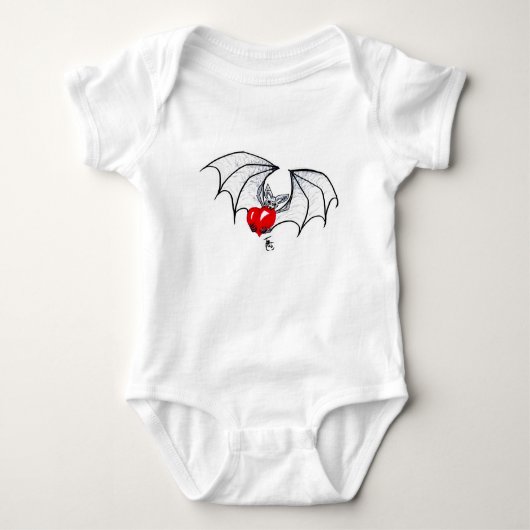 Batty Heart Baby Bodysuit (Voorkant)