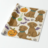 Batty Puppy Halloween Fun Cadeaupapier (Uitgerold)
