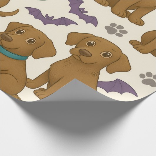 Batty Puppy Halloween Fun Cadeaupapier (Hoek)