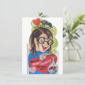 Batty Valentijn Dag Nerd Girl Feestdagenkaart (Staand voorkant)