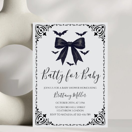 Batty voor Baby Halloween Baby shower Invitation Kaart
