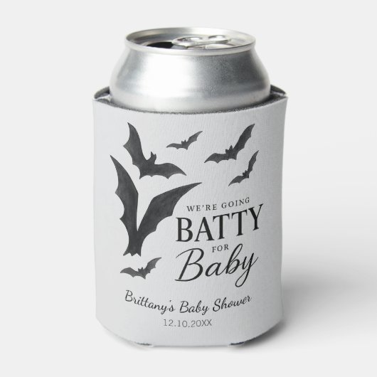 Batty voor Baby Halloween vleermuizen Baby shower Blikjeskoeler (Blikje Voorkant)