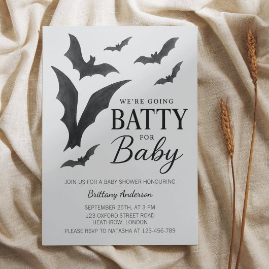 Batty voor Baby Halloween vleermuizen Baby shower Kaart