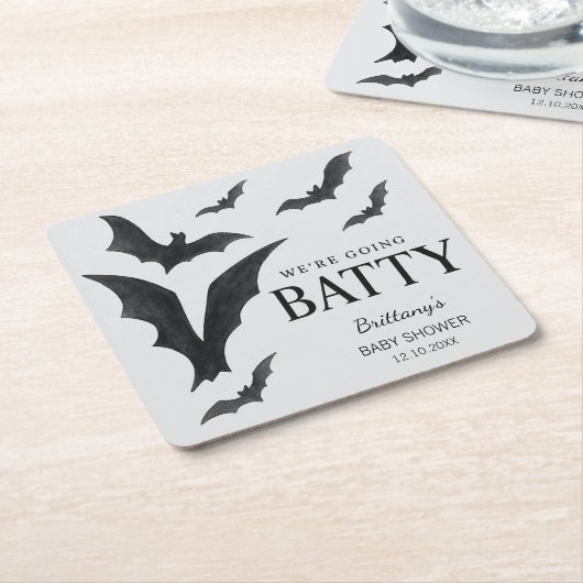 Batty voor Baby Halloween vleermuizen Baby shower Kartonnen Onderzetters (Schuin)