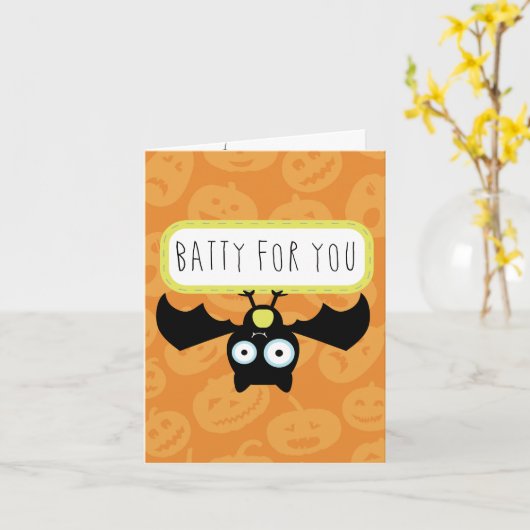 Batty voor je Halloween Kaart (Gele Bloem)