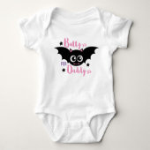 Batty voor papa Schattige 1e Halloween Pink Bat Romper (Voorkant)