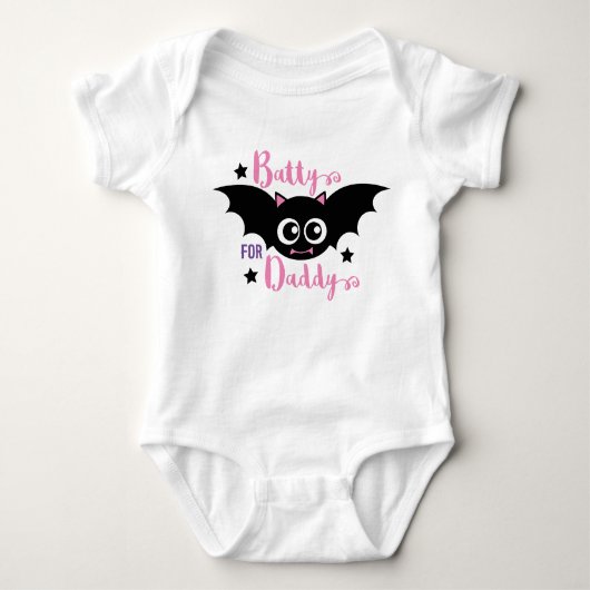 Batty voor papa Schattige 1e Halloween Pink Bat Romper (Voorkant)