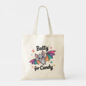 Batty voor Snoep Canvas tas - Kawaii Halloween Bat (Achterkant)