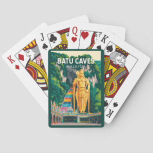 Batu Caves Maleisië Illustratie Reis Kunst Retro Pokerkaarten