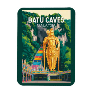 Batu-grotten Maleisië Illustratie Reis Kunst Retro Magneet