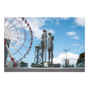 Batumi stad Georgia. Ali en Nino standbeeld Foto Afdruk