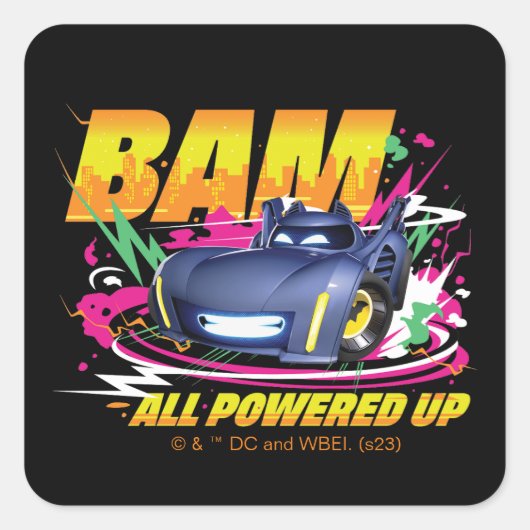 Batwheels™ BAM - Alles aangesloten Vierkante Sticker (Voorkant)