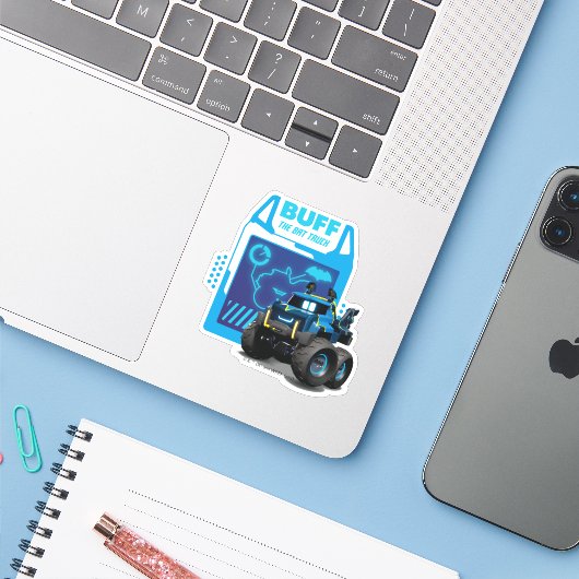 Batwheels™ Buff - De Bat Truck Sticker (Laptop met iPhone)