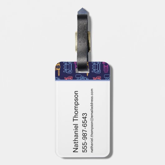 Batwheels™ Neon-omtrekpatroon Bagagelabel (Achterkant verticaal)