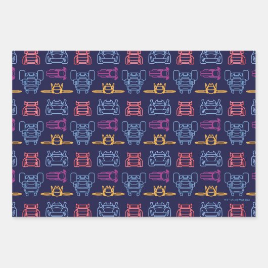 Batwheels™ Neon-omtrekpatroon Inpakpapier Vel (Voorkant 2)