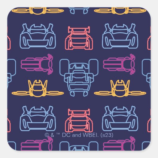 Batwheels™ Neon-omtrekpatroon Vierkante Sticker (Voorkant)