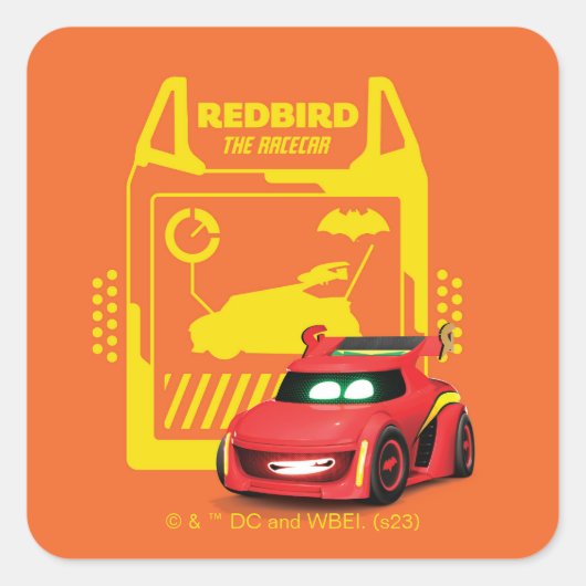 Batwheels™ Redbird - De racecar Vierkante Sticker (Voorkant)