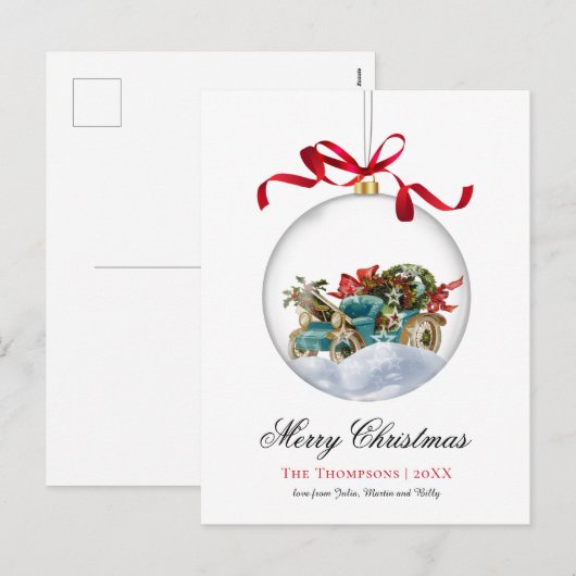  Bauble Car Christmas Feestdagenkaart (Voorkant / Achterkant)