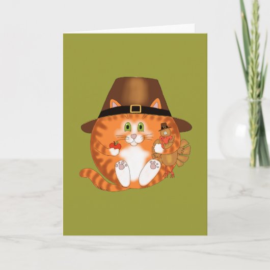 Bauble Cat Thanksgiving Feestdagen Kaart (Voorkant)