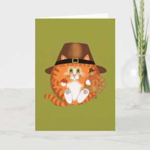 Bauble Cat Thanksgiving Feestdagen Kaart