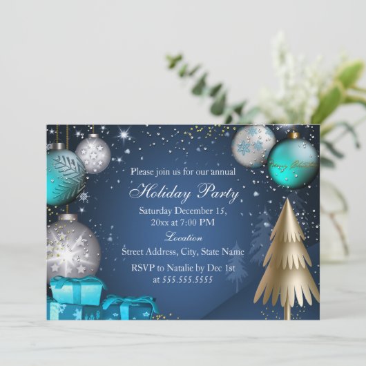 Bauble Corporate Work Kantoor kerstparty Kaart (Staand voorkant)