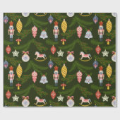 Bauble en Wooden Soldier-kerstpatroon Cadeaupapier (Vlak)