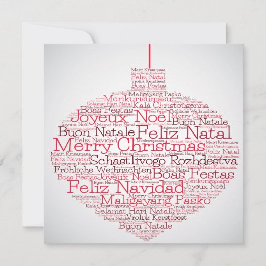 Bauble gemaakt van 'Merry Christmas' woorden Kaart (Voorkant)