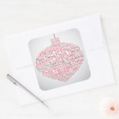 Bauble gemaakt van 'Merry Christmas' woorden Vierkante Sticker (Envelop)