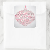 Bauble gemaakt van 'Merry Christmas' woorden Vierkante Sticker (Tas)