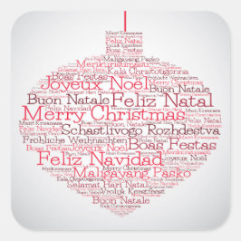 Bauble gemaakt van 'Merry Christmas' woorden Vierkante Sticker