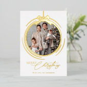 Bauble Ornament Calligraphy Christmas One Photo Folie Feestdagenkaart (Staand Voorkant)