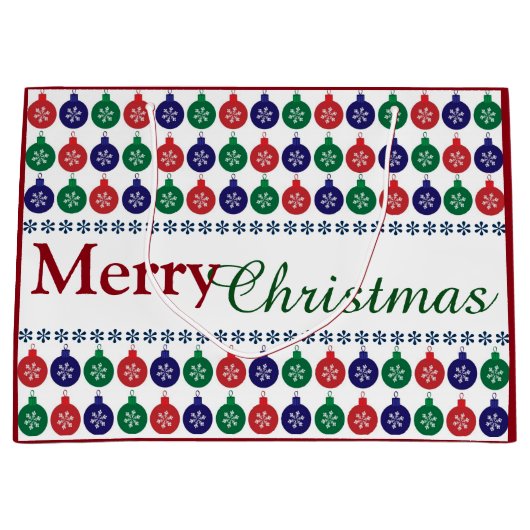 Bauble Pattern Colorful Kerstmis Groot Cadeauzakje (Voorkant)