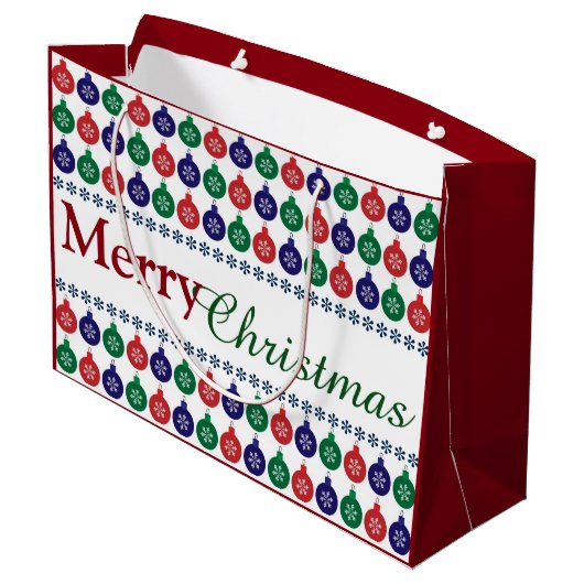 Bauble Pattern Colorful Kerstmis Groot Cadeauzakje (Achterkant Gekanteld)