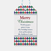 Bauble Pattern Custom Message Kerstmis Cadeaulabel (Voorkant)