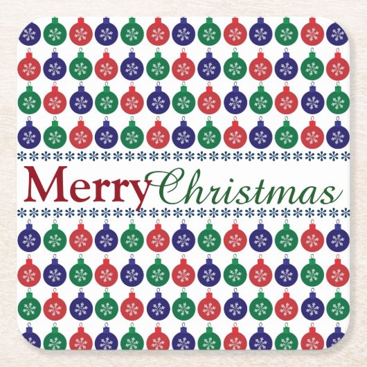 Bauble Pattern Kerstmis Kartonnen Onderzetters (Voorkant)