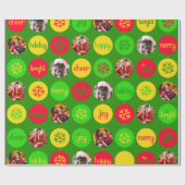 Bauble red green yellow patroon kerstfoto cadeaupapier (Vlak)